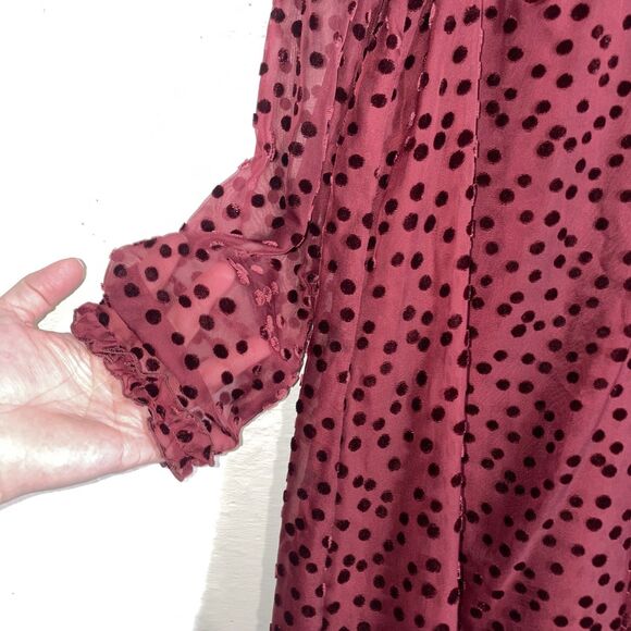 Sezane Burgundy Polka Dot Mini Dress - Picture 3 of 11